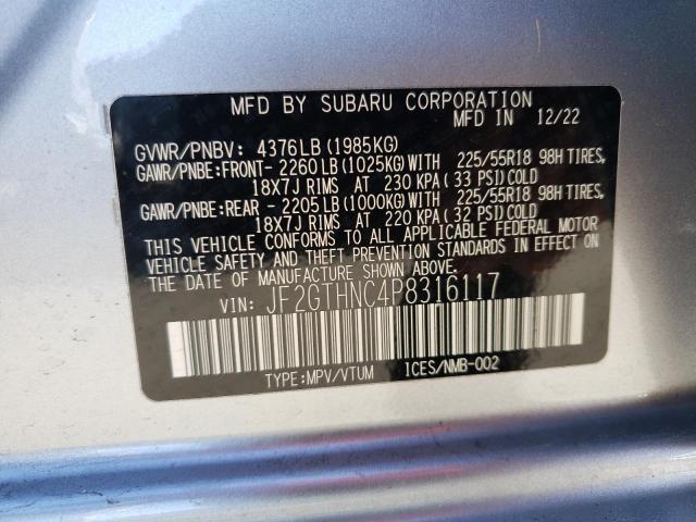 JF2GTHNC4P8316117 - 2023 SUBARU CROSSTREK LIMITED SILVER photo 13