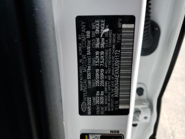 KM8KN4AEXNU091172 - 2022 HYUNDAI IONIQ 5 SEL WHITE photo 12