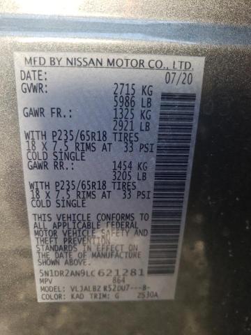 5N1DR2AN9LC621281 - 2020 NISSAN PATHFINDER S GRAY photo 13
