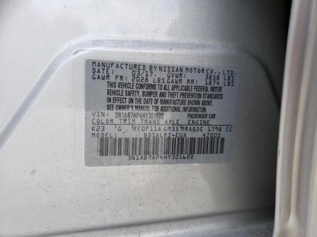 3N1AB7AP4HY301622 - 2017 NISSAN SENTRA S SILVER photo 12