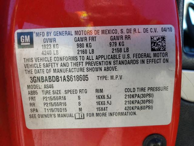 3GNBABDB1AS618605 - 2010 CHEVROLET HHR LT RED photo 13