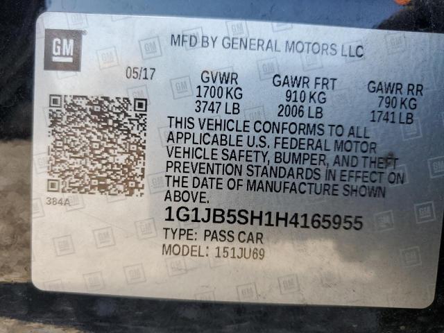 1G1JB5SH1H4165955 - 2017 CHEVROLET SONIC LS BLACK photo 12