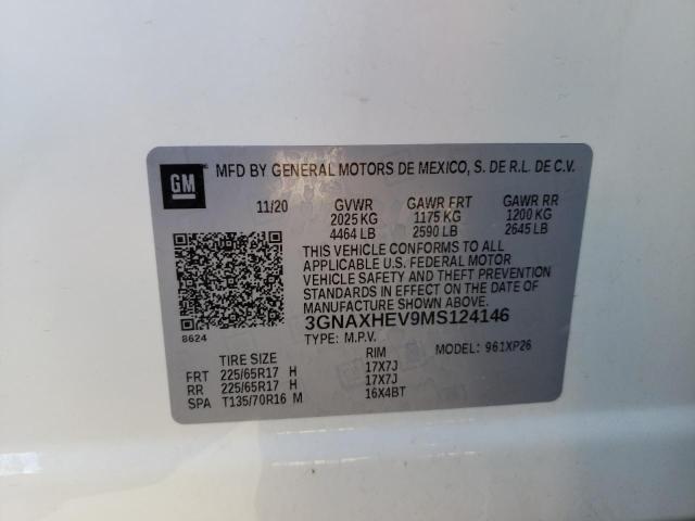 3GNAXHEV9MS124146 - 2021 CHEVROLET EQUINOX LS WHITE photo 12