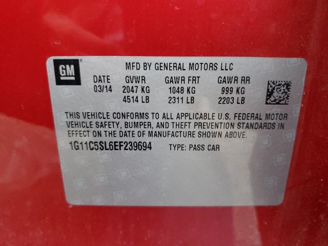 1G11C5SL6EF239694 - 2014 CHEVROLET MALIBU 1LT 红色 照片 12