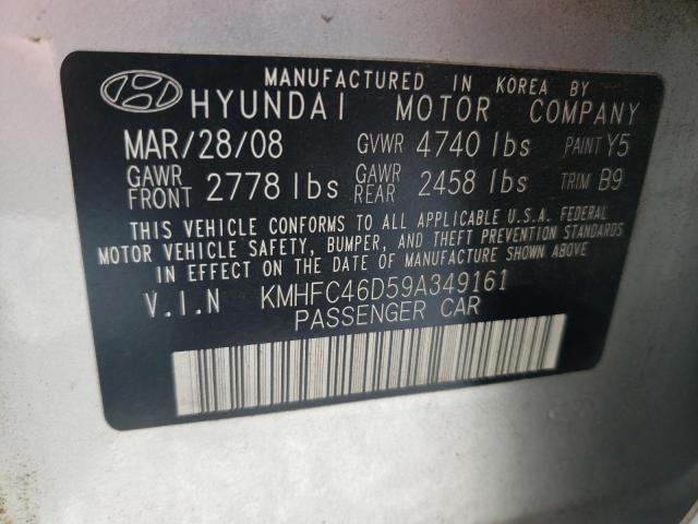 KMHFC46D59A349161 - 2009 HYUNDAI AZERA GLS SILVER photo 12