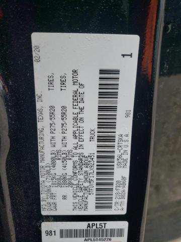 5TFUY5F17LX923451 - 2020 TOYOTA TUNDRA DOUBLE CAB SR/SR5 BLACK photo 12