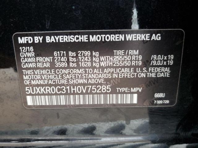 5UXKR0C31H0V75285 - 2017 BMW X5 XDRIVE35I BLACK photo 13