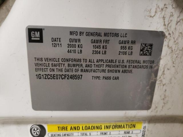 1G1ZC5E07CF248597 - 2012 CHEVROLET MALIBU 1LT 白色 照片 12