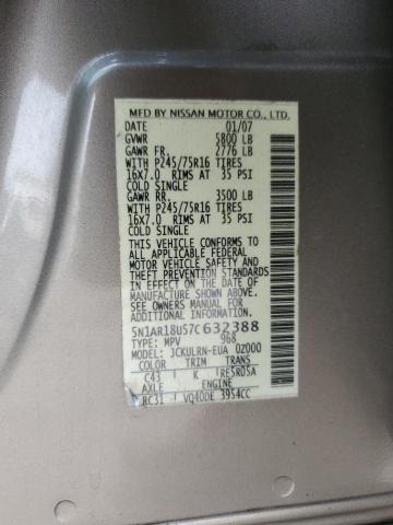 5N1AR18U57C632388 - 2007 NISSAN PATHFINDER LE ნაცრისფერი ფოტო 13