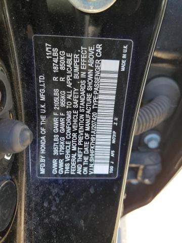 SHHFK7H91JU207420 - 2018 HONDA CIVIC SPORT TOURING BLACK photo 12