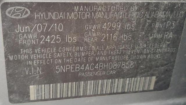 5NPEB4AC4BH087858 - 2011 HYUNDAI SONATA GLS GRAY photo 12