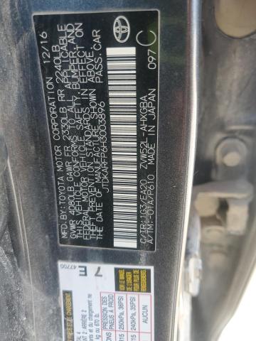 JTDKARFP6H3003896 - 2017 TOYOTA PRIUS PRIM ნაცრისფერი ფოტო 12