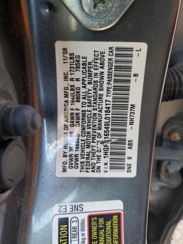 1HGFA16549L018417 - 2009 HONDA CIVIC LX GRAY photo 12