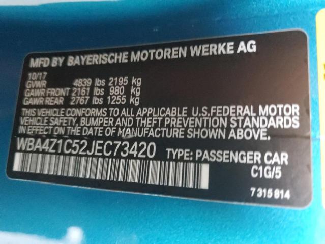 WBA4Z1C52JEC73420 - 2018 BMW 430I TURQUOISE photo 13