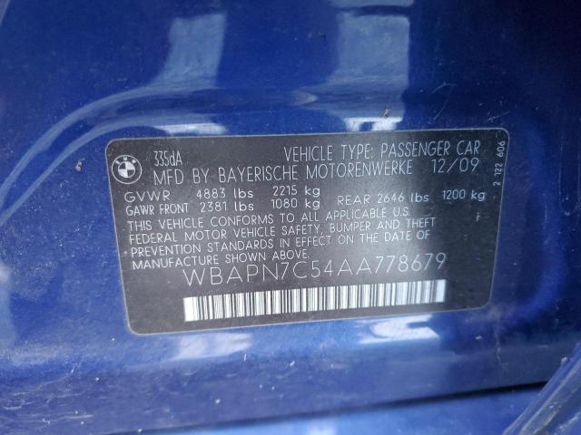 WBAPN7C54AA778679 - 2010 BMW 335 D BLUE photo 12