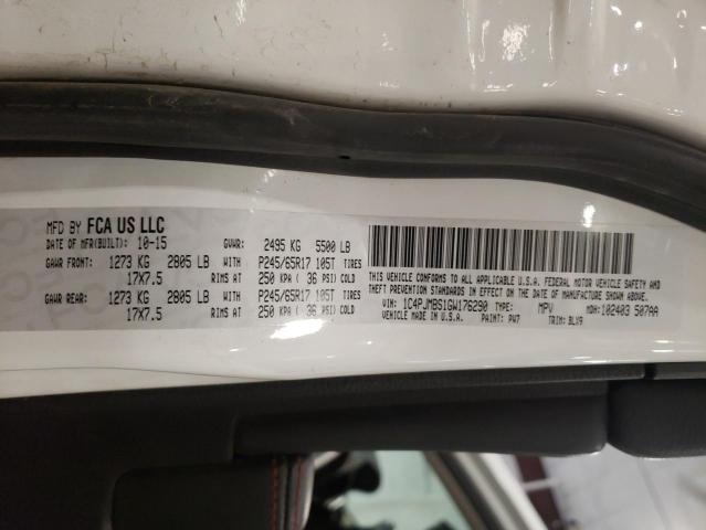 1C4PJMBS1GW176290 - 2016 JEEP CHEROKEE TRAILHAWK WHITE photo 12
