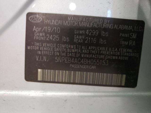 5NPEB4AC4BH055153 - 2011 HYUNDAI SONATA GLS SILVER photo 12