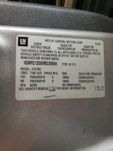 1GNFC13568R230669 - 2008 CHEVROLET TAHOE C1500 HYBRID GRAY photo 13