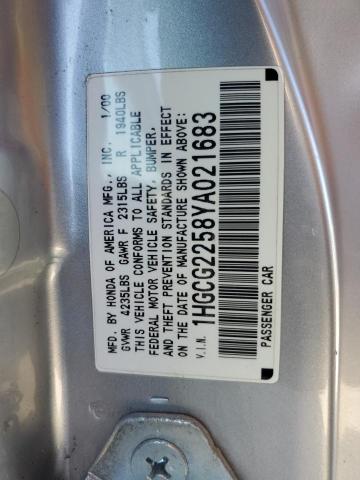 1HGCG2258YA021683 - 2000 HONDA ACCORD EX SILVER photo 12