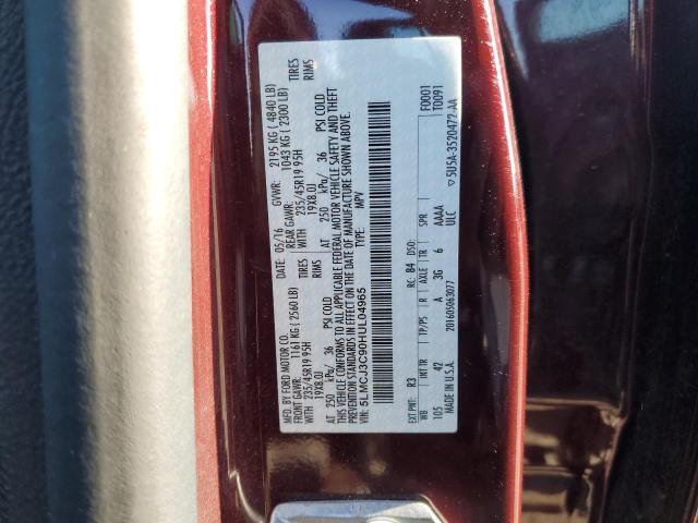 5LMCJ3C90HUL04965 - 2017 LINCOLN MKC RESERVE BURGUNDY photo 14