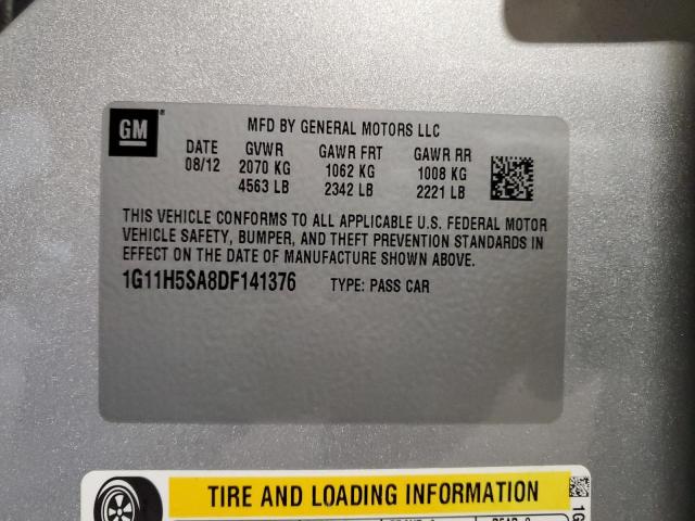 1G11H5SA8DF141376 - 2013 CHEVROLET MALIBU LTZ ვერცხლისფერი ფოტო 12