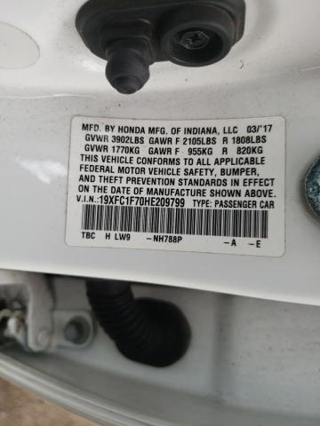 19XFC1F70HE209799 - 2017 HONDA CIVIC EXL თეთრი ფოტო 13