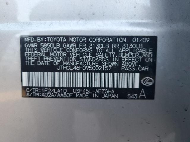 JTHCL46F095002157 - 2009 LEXUS LS 460 SILVER photo 12