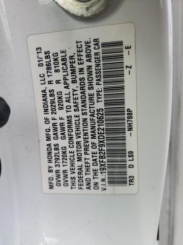 19XFB2F9XDE210625 - 2013 HONDA CIVIC EXL 白色 照片 12