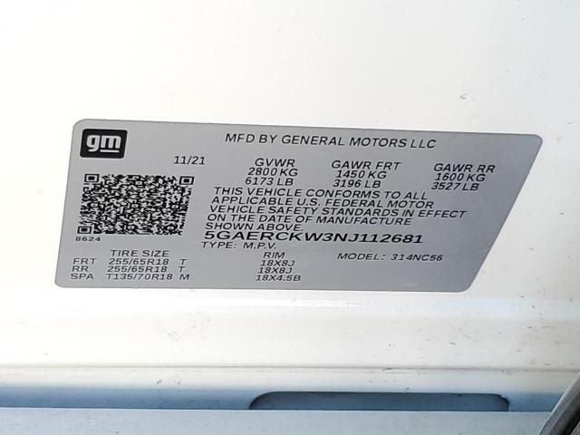 5GAERCKW3NJ112681 - 2022 BUICK ENCLAVE PREMIUM WHITE photo 13