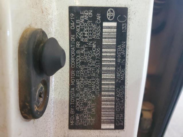 JTDKARFP4K3117306 - 2019 TOYOTA PRIUS PRIM 白色 照片 12