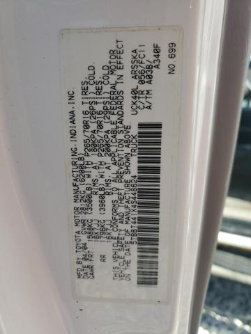 5TBBT441X4S448624 - 2004 TOYOTA TUNDRA ACCESS CAB SR5 WHITE photo 12