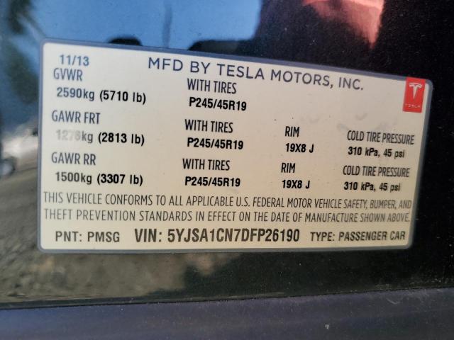 5YJSA1CN7DFP26190 - 2013 TESLA MODEL S Կանաչ լուսանկար 12