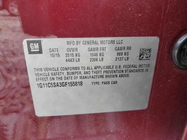 1G11C5SA3GF155818 - 2016 CHEVROLET MALIBU LIM LT 勃艮第红 照片 12