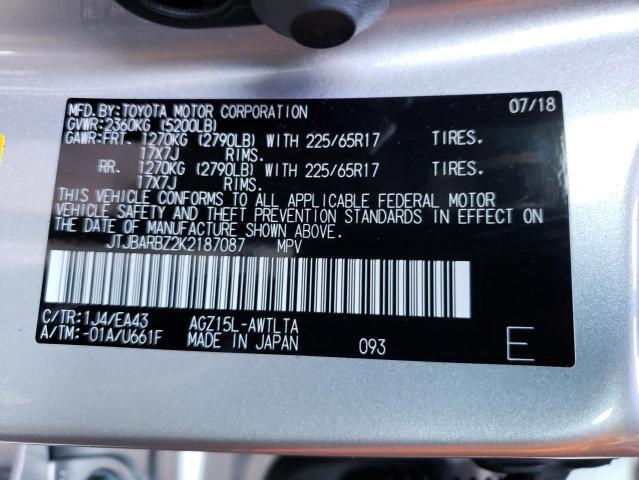 JTJBARBZ2K2187087 - 2019 LEXUS NX 300 BASE Srebrny zdjęcie 13