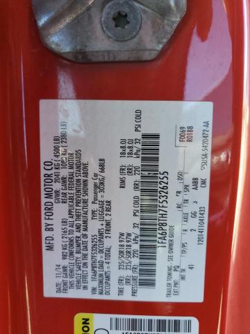 1FA6P8TH7F5326255 - 2015 FORD MUSTANG RED photo 12