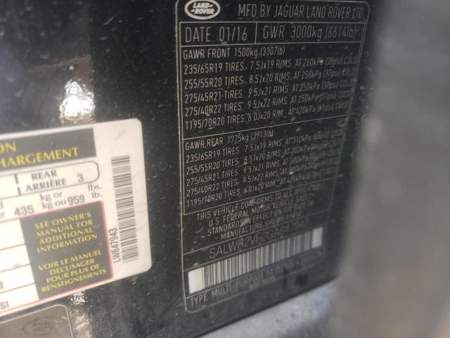 SALWR2VF2GA647943 - 2016 LAND ROVER RANGE ROVE HSE BLACK photo 13