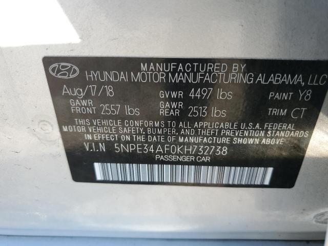 5NPE34AF0KH732738 - 2019 HYUNDAI SONATA LIMITED GRAY photo 12