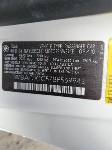 WBADX1C57BE569943 - 2011 BMW 335 IS WHITE photo 12