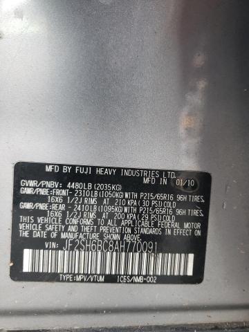 JF2SH6BC8AH770091 - 2010 SUBARU FORESTER XS Silber Foto 13