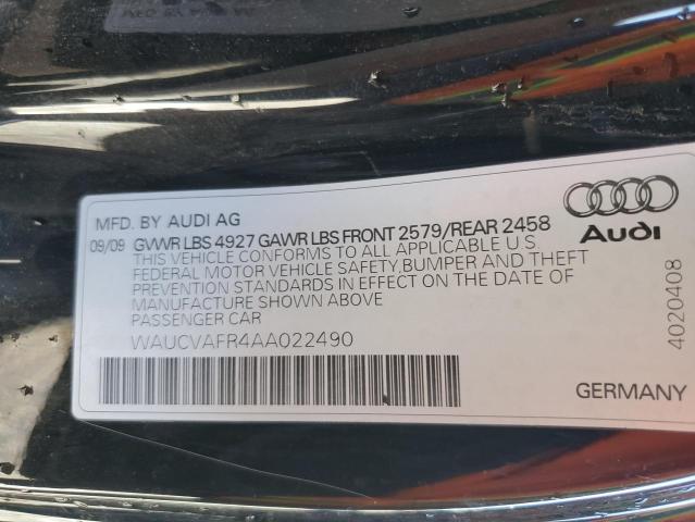 WAUCVAFR4AA022490 - 2010 AUDI S5 PREMIUM PLUS 黑色 照片 12