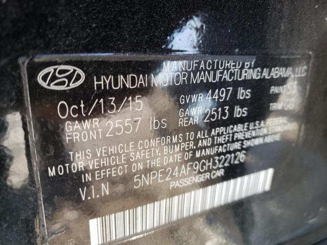 5NPE24AF9GH322126 - 2016 HYUNDAI SONATA SE BLACK photo 12