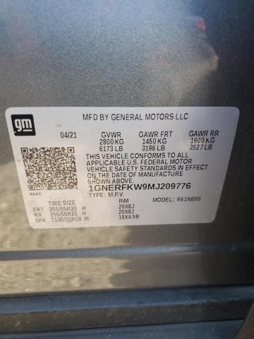 1GNERFKW9MJ209776 - 2021 CHEVROLET TRAVERSE LS GRAY photo 12