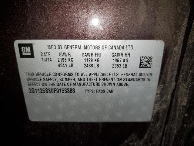 2G1125S30F9153388 - 2015 CHEVROLET IMPALA LT BURGUNDY photo 12