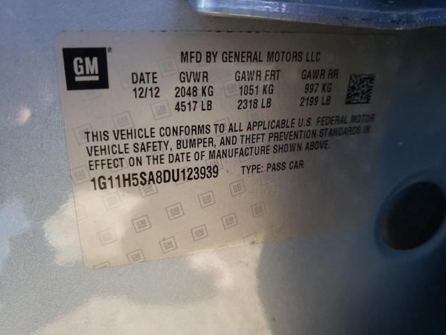 1G11H5SA8DU123939 - 2013 CHEVROLET MALIBU LTZ ლურჯი ფოტო 12