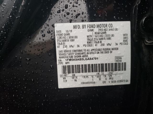 1FM5K8AB5LGA84791 - 2020 FORD EXPLORER POLICE INTERCEPTOR Սև լուսանկար 13