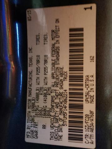 5TFUM5F14FX062214 - 2015 TOYOTA TUNDRA DOUBLE CAB SR/SR5 GRAY photo 12