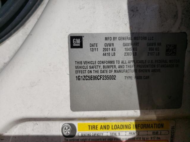 1G1ZC5E06CF235002 - 2012 CHEVROLET MALIBU 1LT WHITE photo 12