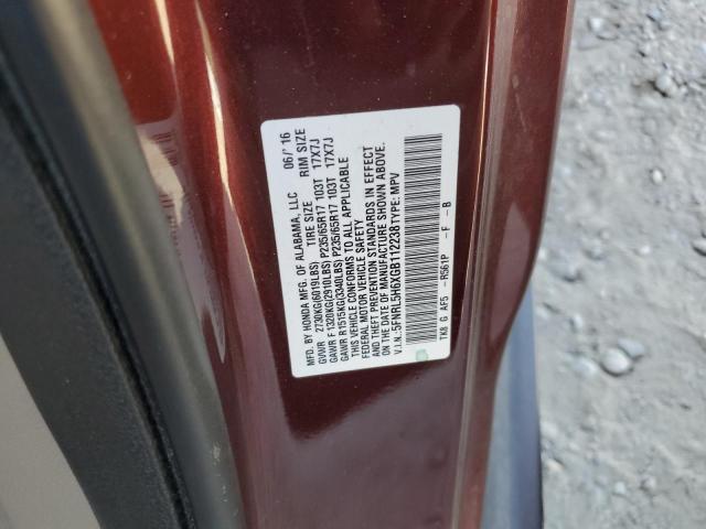 5FNRL5H6XGB112238 - 2016 HONDA ODYSSEY EXL MAROON photo 14