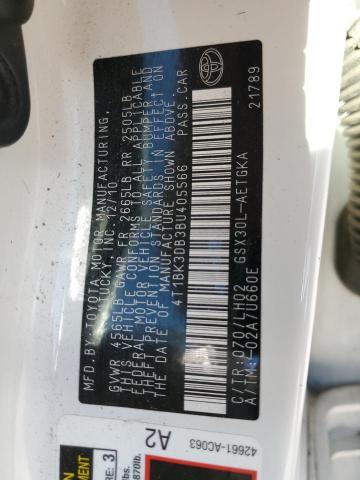 4T1BK3DB3BU405566 - 2011 TOYOTA AVALON BASE 白色 照片 12