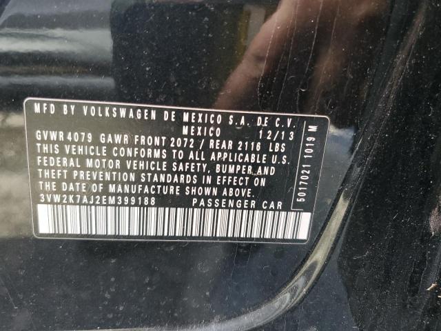 3VW2K7AJ2EM399188 - 2014 VOLKSWAGEN JETTA BASE 黑色 照片 12